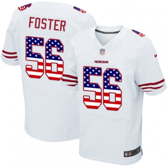 Men's Nike San Francisco 49ers #56 Reuben Foster Elite White Road USA Flag Fashion NFL Jersey - ujerseystore