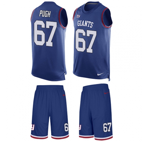Men's Nike New York Giants #67 Justin Pugh Limited Royal Blue Tank Top Suit NFL Jersey - Ujersey