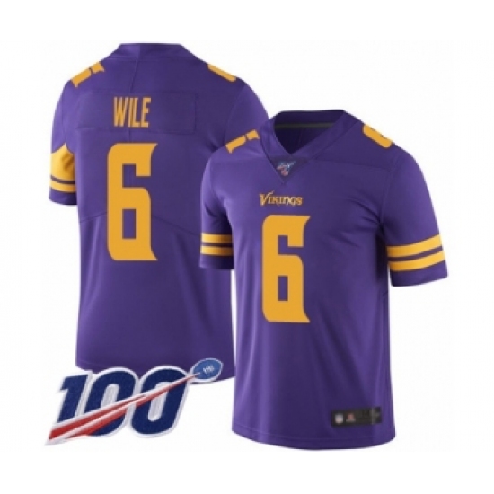 Men's Minnesota Vikings #6 Matt Wile Limited Purple Rush Vapor Untouchable 100th Season Football Jersey - Ujersey