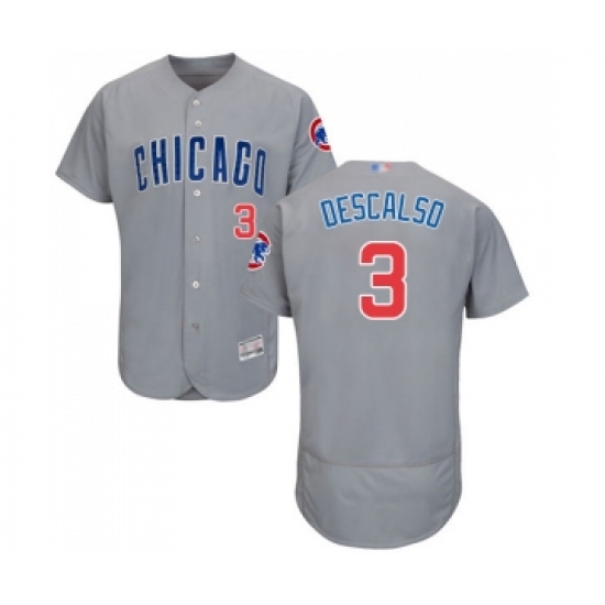 Men's Chicago Cubs #3 Daniel Descalso Grey Road Flex Base Authentic Collection Baseball Jersey - Ujersey