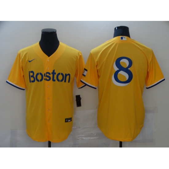 Men's Boston Red Sox #8 Carl Yastrzemski Nike Gold-Light Blue 2021 City Connect Replica Player Jersey - Ujersey