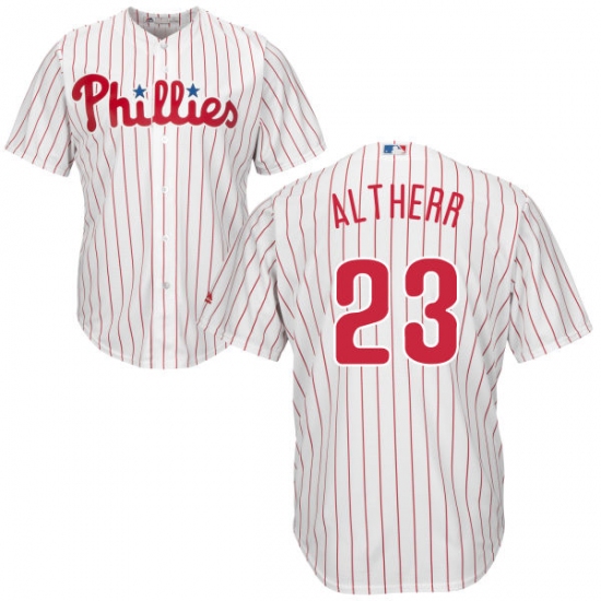 Youth Majestic Philadelphia Phillies #23 Aaron Altherr Authentic White/Red Strip Home Cool Base MLB Jersey - Ujersey