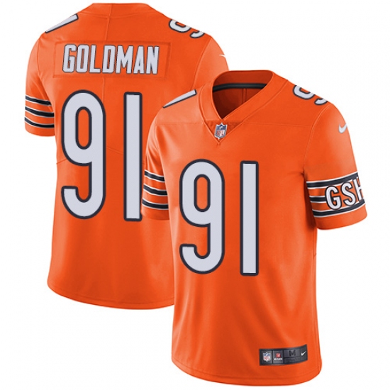 Men's Nike Chicago Bears #91 Eddie Goldman Limited Orange Rush Vapor Untouchable NFL Jersey - Ujersey