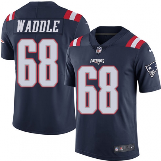 Men's Nike New England Patriots #68 LaAdrian Waddle Limited Navy Blue Rush Vapor Untouchable NFL Jersey - Ujersey