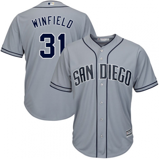 Men's Majestic San Diego Padres #31 Dave Winfield Replica Grey Road Cool Base MLB Jersey - Ujersey
