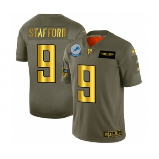 Men's Detroit Lions #9 Matthew Stafford Limited Olive Gold 2019 Salute to Service Football Jersey - Ujersey