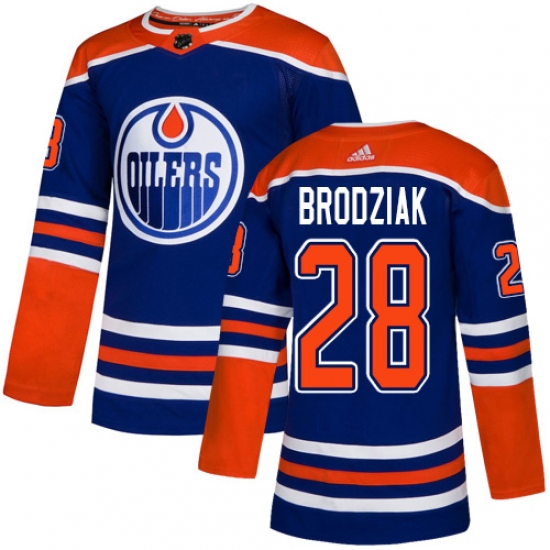 Youth Adidas Edmonton Oilers #28 Kyle Brodziak Authentic Royal Blue Alternate NHL Jersey - Ujersey