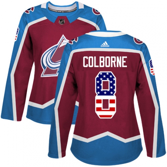 Women's Adidas Colorado Avalanche #8 Joe Colborne Authentic Burgundy Red USA Flag Fashion NHL Jersey - Ujersey