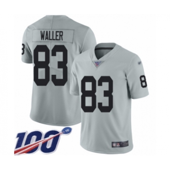 Youth Oakland Raiders #83 Darren Waller Limited Silver Inverted Legend 100th Season Football Jersey