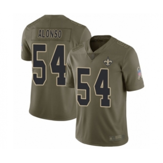 Men's New Orleans Saints #54 Kiko Alonso Limited Olive 2017 Salute to Service Football Jersey - Ujersey