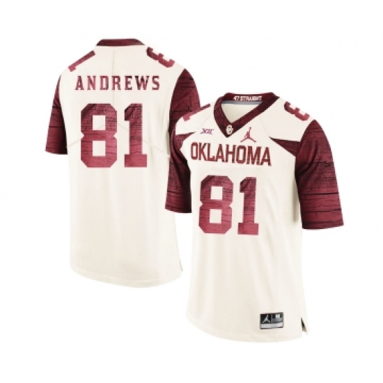 Oklahoma Sooners 81 Mark Andrews White 47 Game Winning Streak College Football Jersey - Ujersey