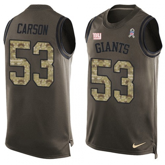 Men's Nike New York Giants #53 Harry Carson Limited Green Salute to Service Tank Top NFL Jersey - Ujersey