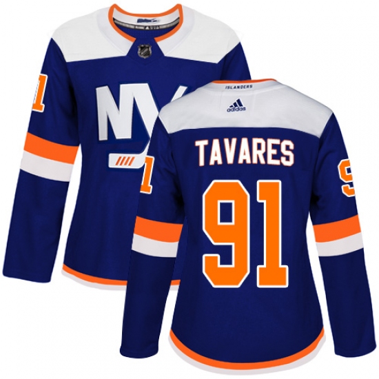 Women's Adidas New York Islanders #91 John Tavares Premier Blue Alternate NHL Jersey - Ujersey