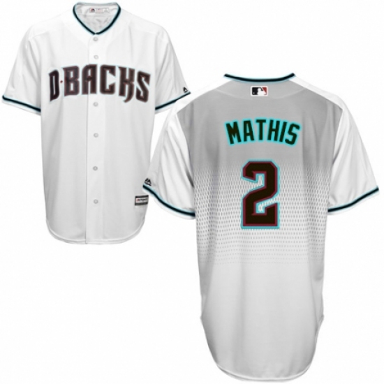 Men's Majestic Arizona Diamondbacks #2 Jeff Mathis Replica White/Capri Cool Base MLB Jersey - Ujersey
