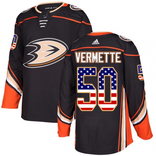 Men's Adidas Anaheim Ducks #50 Antoine Vermette Authentic Black USA Flag Fashion NHL Jersey - Ujersey