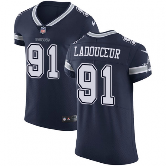 Men's Nike Dallas Cowboys #91 L. P. Ladouceur Navy Blue Team Color Vapor Untouchable Elite Player NFL Jersey - Ujersey