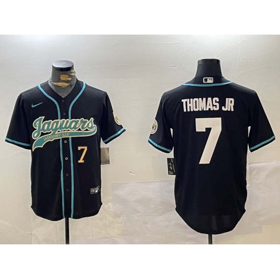 Men's Jacksonville Jaguars #7 Brian Thomas Jr Black With Cool Base Stitched Baseball Jerseys - Ujersey