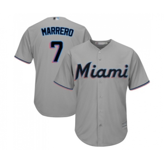 Youth Miami Marlins #7 Deven Marrero Replica Grey Road Cool Base Baseball Jersey - Ujersey