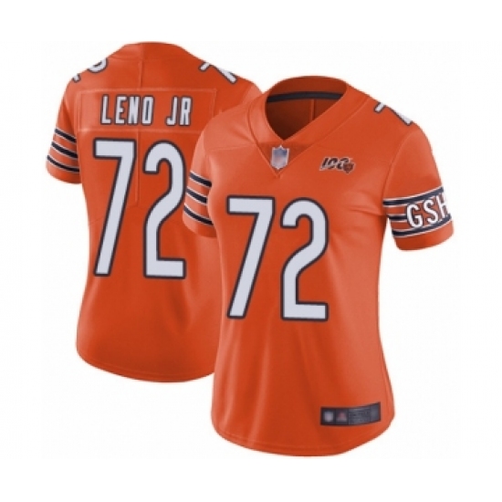 Women's Chicago Bears #72 Charles Leno Orange Alternate 100th Season Limited Football Jersey - Ujersey