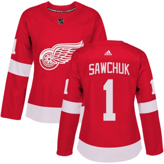 Women's Adidas Detroit Red Wings #1 Terry Sawchuk Premier Red Home NHL Jersey - Ujersey