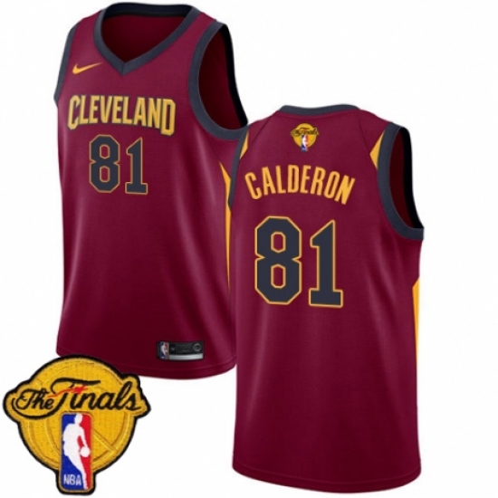 Men's Nike Cleveland Cavaliers #81 Jose Calderon Swingman Maroon 2018 NBA Finals Bound NBA Jersey - Icon Edition - Ujersey