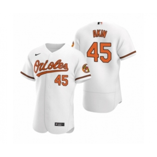 Men's Baltimore Orioles #45 Keegan Akin Nike White Authentic Home Jersey - Ujersey
