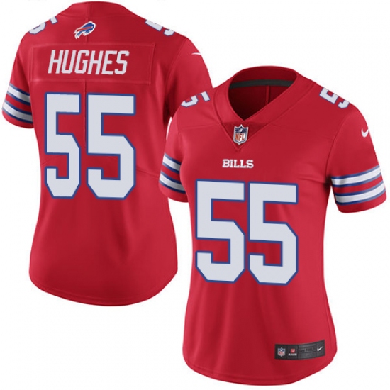 Women's Nike Buffalo Bills #55 Jerry Hughes Limited Red Rush Vapor Untouchable NFL Jersey - Ujersey