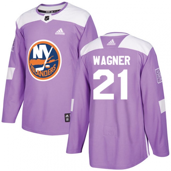 Youth Adidas New York Islanders #21 Chris Wagner Authentic Purple Fights Cancer Practice NHL Jersey - Ujersey