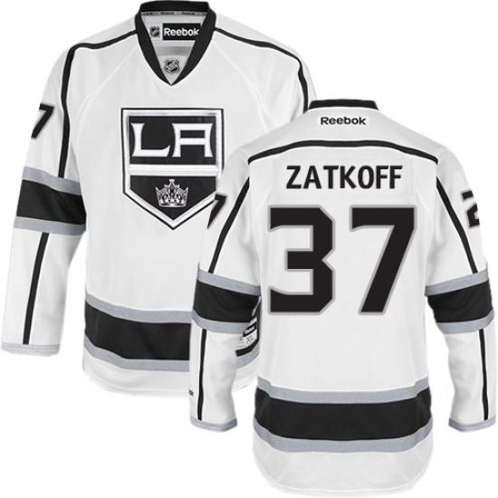 Men's Reebok Los Angeles Kings #37 Jeff Zatkoff Authentic White Away NHL Jersey - Ujersey