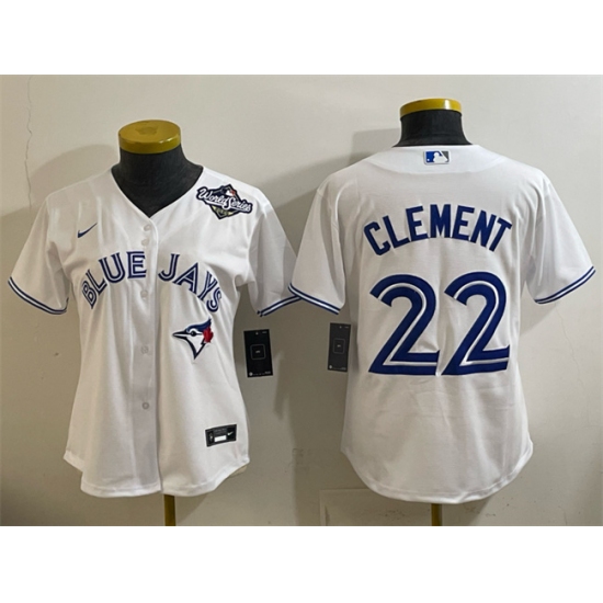 Women's Toronto Blue Jays #22 Ernie Clement White 2025 World Series Home Cool Base Stitched Baseball Jersey(Run Small) - Ujersey