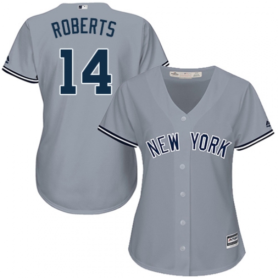 Women's Majestic New York Yankees #14 Brian Roberts Replica Grey Road MLB Jersey - Ujersey