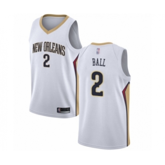 Men's New Orleans Pelicans #2 Lonzo Ball Authentic White Basketball Jersey - Association Edition - Ujersey