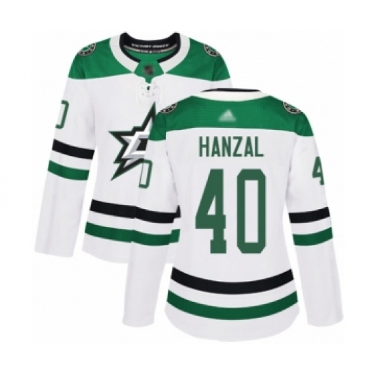 Women's Dallas Stars #40 Martin Hanzal Authentic White Away Hockey Jersey