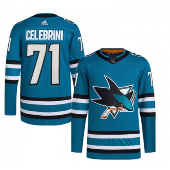 Men's San Jose Sharks #71 Macklin Celebrini Teal Adidas NHL Stitched Jersey - Ujersey