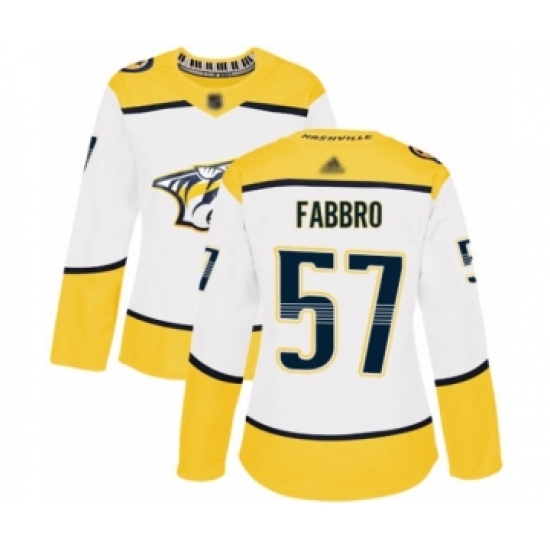 Women's Nashville Predators #57 Dante Fabbro Authentic White Away Hockey Jersey - Ujersey
