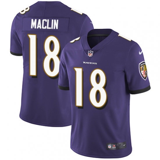 Youth Nike Baltimore Ravens #18 Jeremy Maclin Purple Team Color Vapor Untouchable Limited Player NFL Jersey - Ujersey