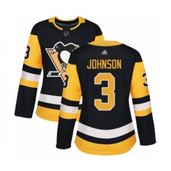 Women's Pittsburgh Penguins #3 Jack Johnson Authentic Black Home Hockey Jersey - Ujersey