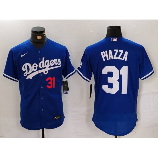Men's Los Angeles Dodgers #31 Mike Piazza Number Blue Flex Base Stitched Baseball Jersey - Ujersey