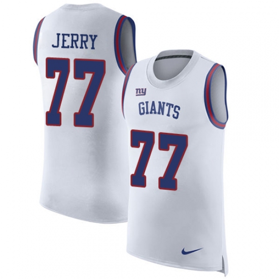 Men's Nike New York Giants #77 John Jerry Limited White Rush Player Name & Number Tank Top NFL Jersey - Ujersey