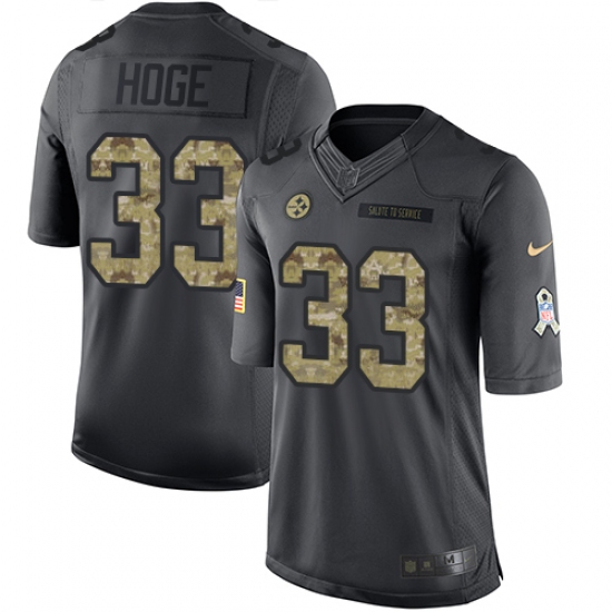 Men's Nike Pittsburgh Steelers #33 Merril Hoge Limited Black 2016 Salute to Service NFL Jersey - Ujersey