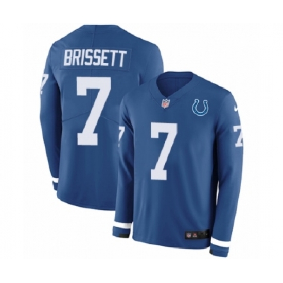Youth Nike Indianapolis Colts #7 Jacoby Brissett Limited Blue Therma Long Sleeve NFL Jersey - Ujersey