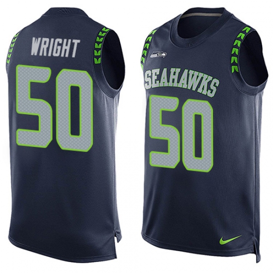 Men's Nike Seattle Seahawks #50 K.J. Wright Limited Steel Blue Player Name & Number Tank Top NFL Jersey - Ujersey