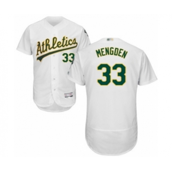 Men's Oakland Athletics #33 Daniel Mengden White Home Flex Base Authentic Collection Baseball Player Jersey - Ujersey