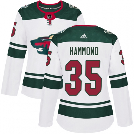 Women's Adidas Minnesota Wild #35 Andrew Hammond Authentic White Away NHL Jersey - Ujersey