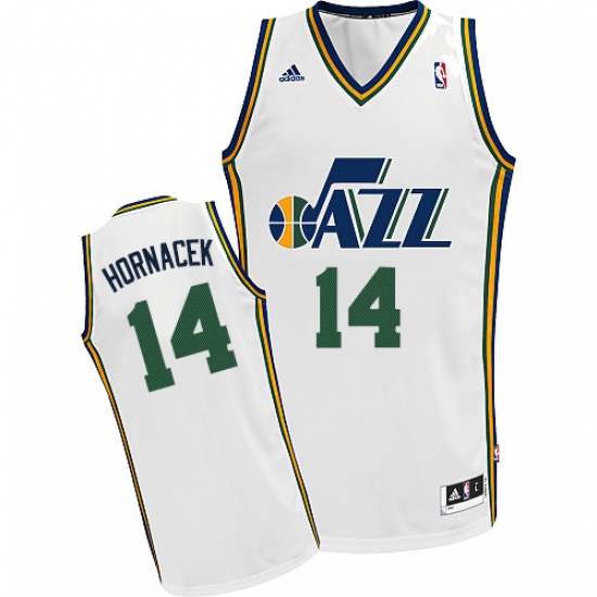 Men's Adidas Utah Jazz #14 Jeff Hornacek Swingman White Home NBA Jersey - Ujersey