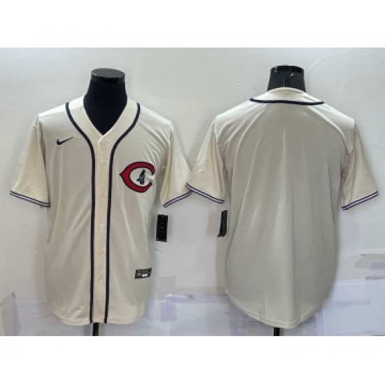 Men's Chicago Cubs Blank Cream Turn Back the Clock Stitched MLB Cooperstown Collection Nike Jersey - Ujersey