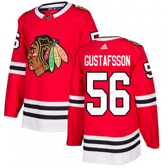 Men's Adidas Chicago Blackhawks #56 Erik Gustafsson Premier Red Home NHL Jersey - Ujersey