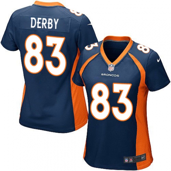 Women's Nike Denver Broncos #83 A.J. Derby Game Navy Blue Alternate NFL Jersey - Ujersey