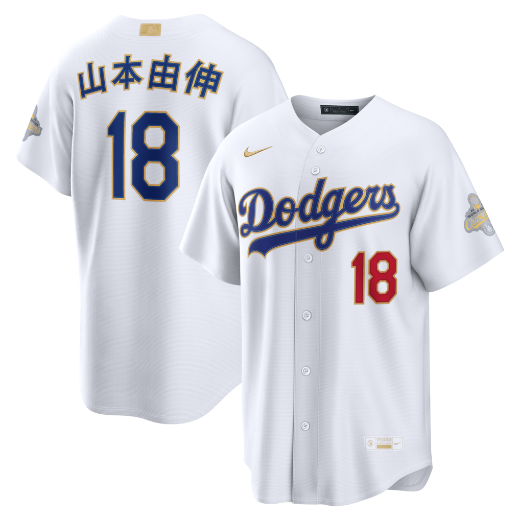 Men's Los Angeles Dodgers Yoshinobu Yamamoto Nike White 2026 Gold Collection Kanji Stadium Jersey - Ujersey