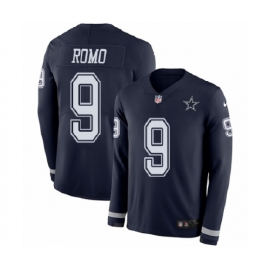 Youth Nike Dallas Cowboys #9 Tony Romo Limited Navy Blue Therma Long Sleeve NFL Jersey - Ujersey